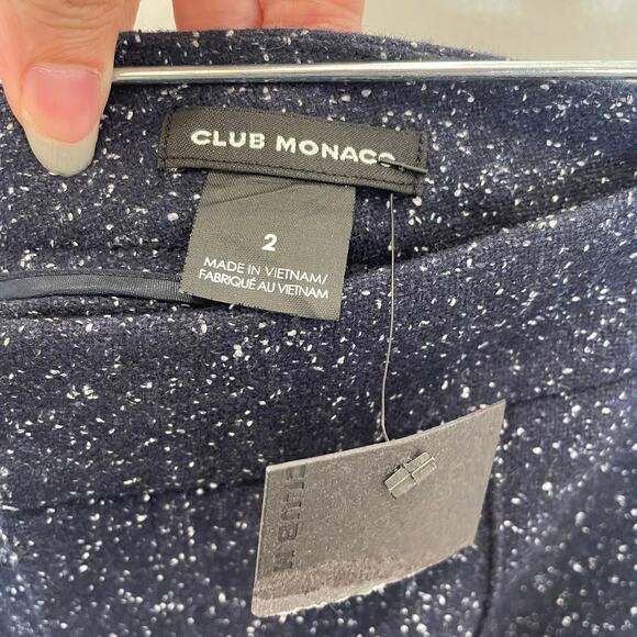 Club Monaco Briton Tweed Jogger Pants Navy Blue Speckle Wool Silk NWT 2 - Picture 3 of 5